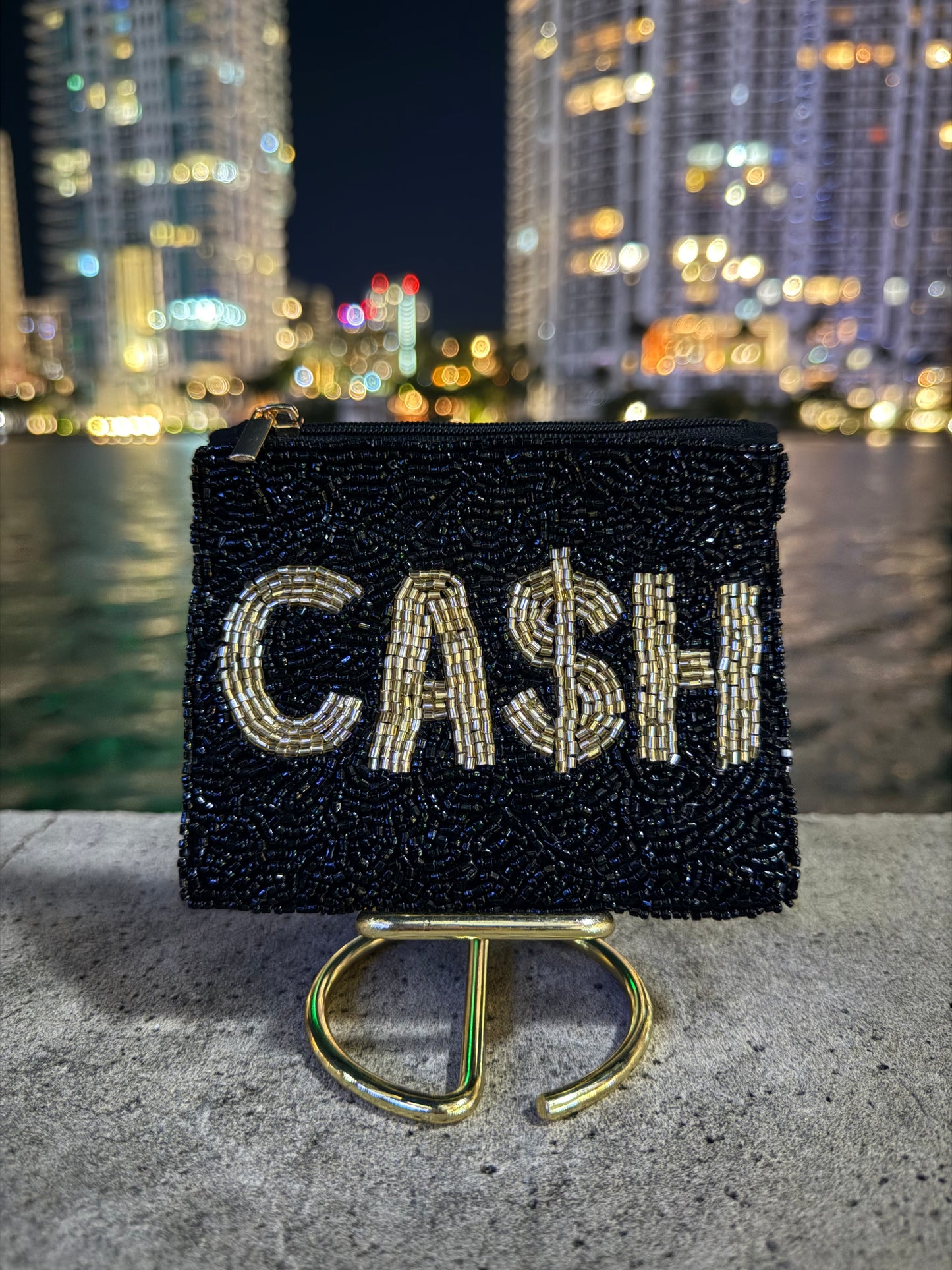 Ca$h Beaded Pouch
