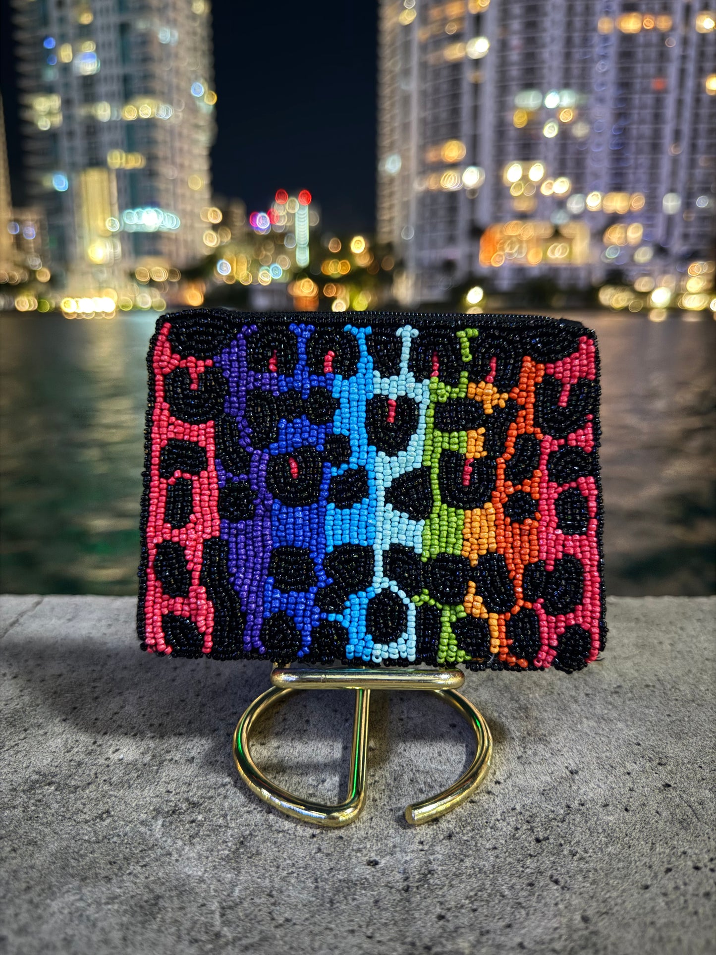 Leopard Beaded Wallet