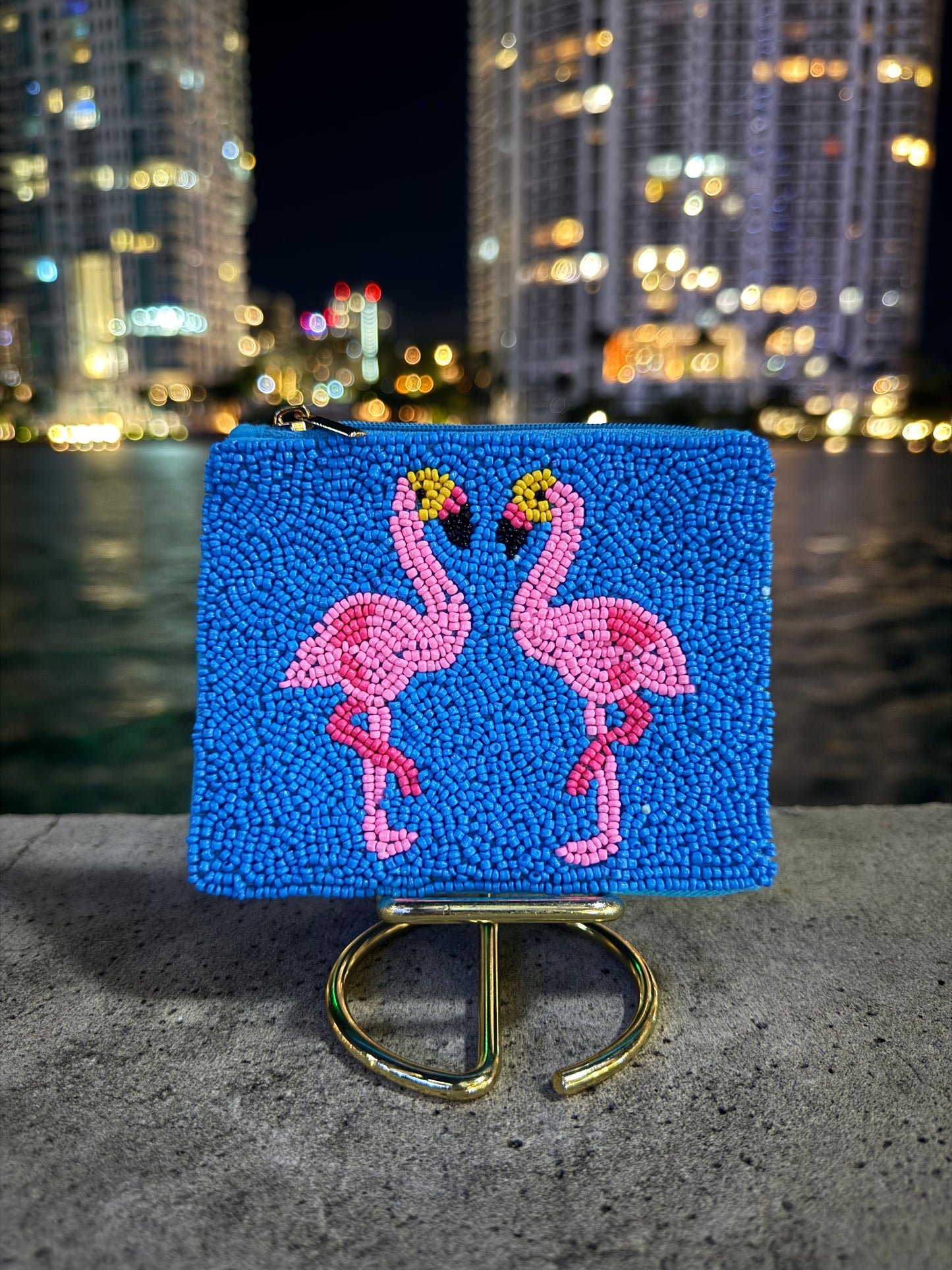 Flamingo Beaded Wallet
