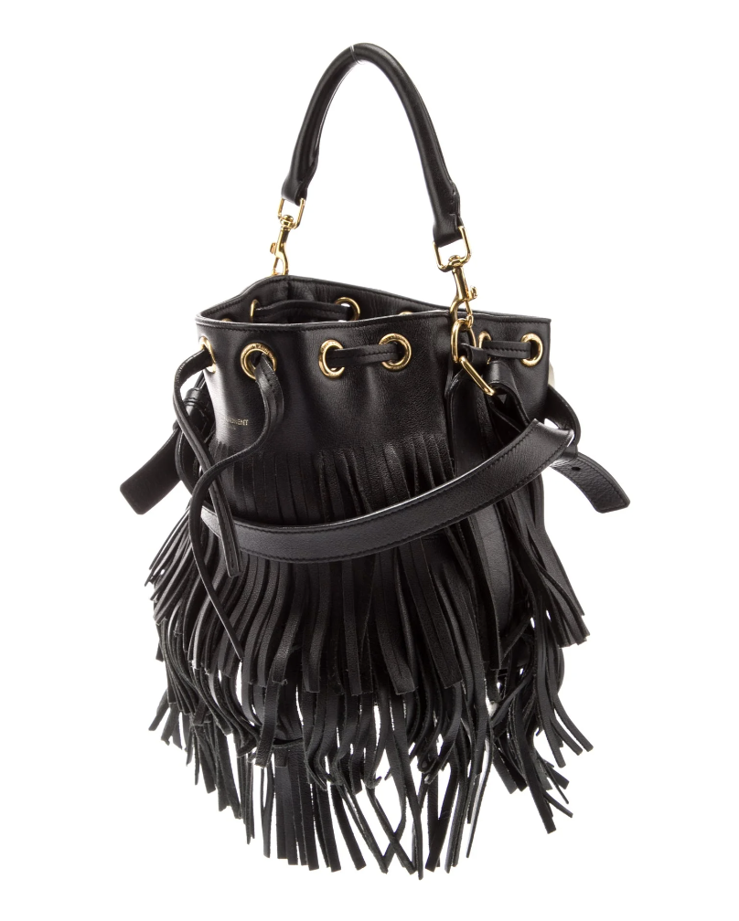 Saint Laurent Leather Fringe Emmanuelle Bucket Bag