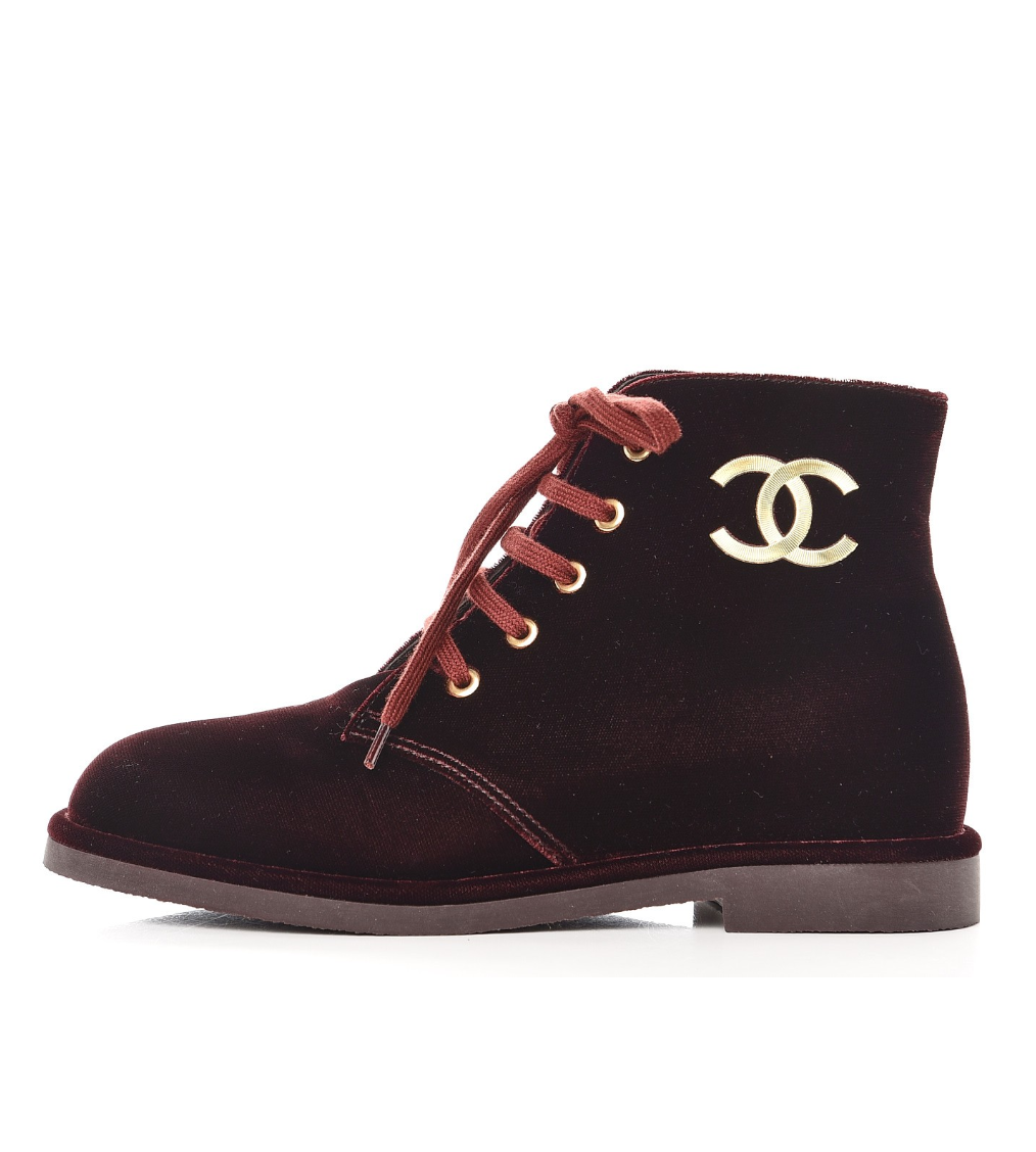 Chanel Women's CC Desert Ankle Boots Velvet