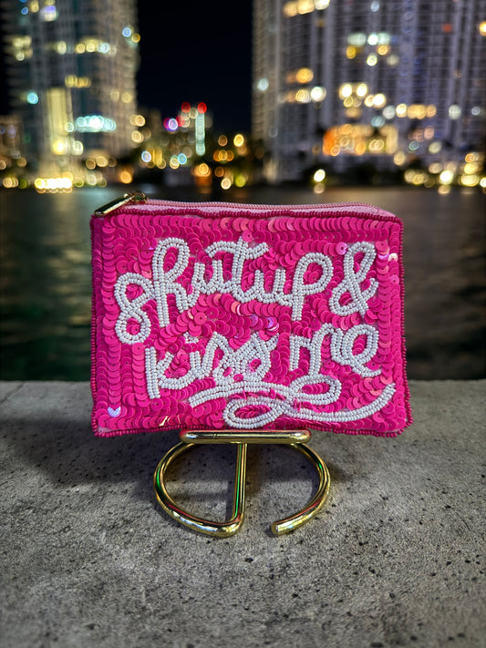 Kiss Me Beaded Pouch