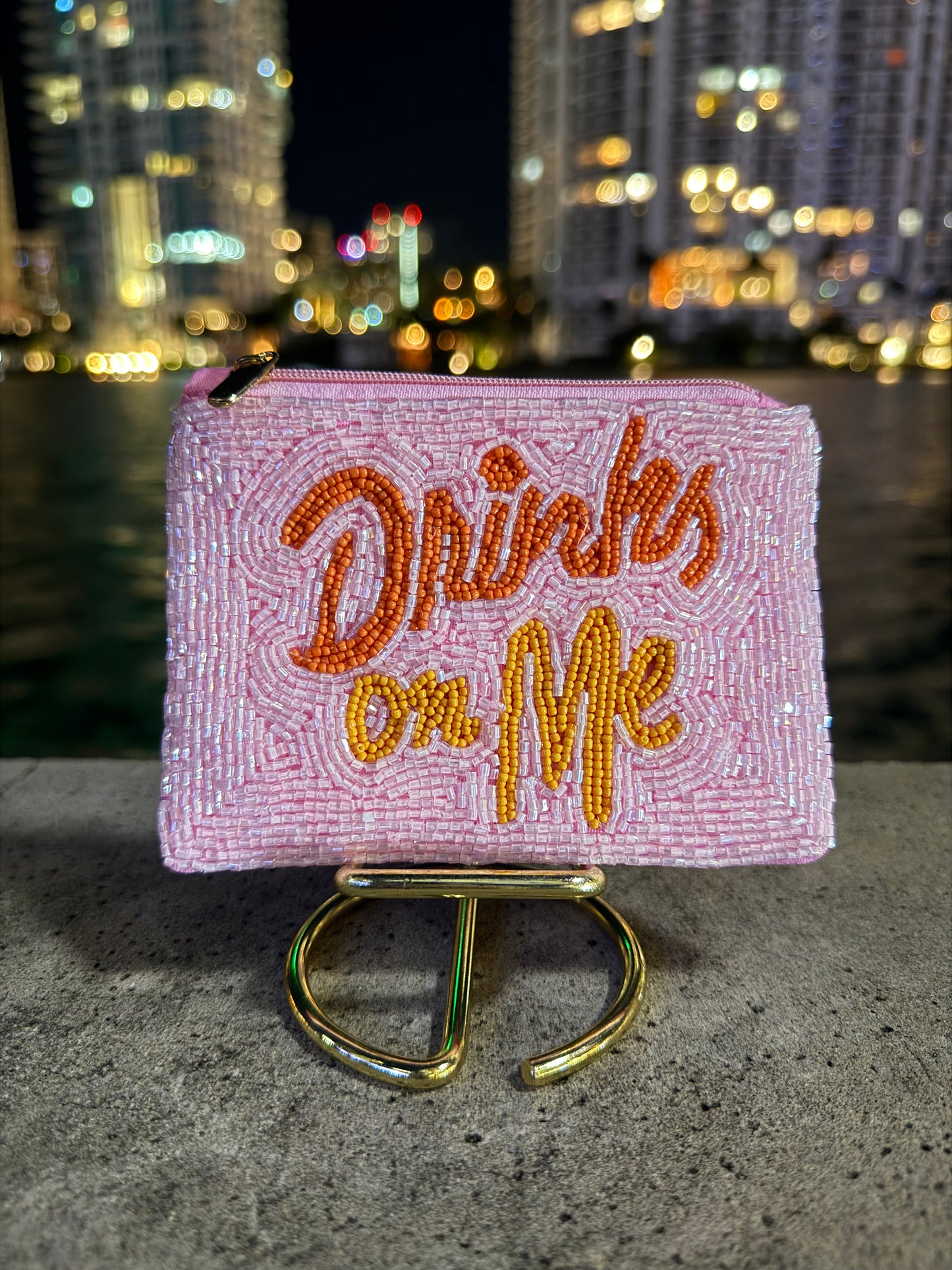 Drinks On Me Beaded Pouch