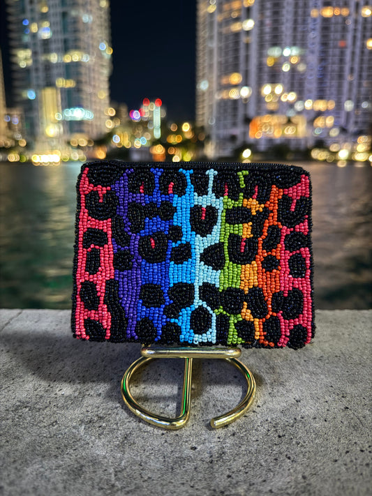 Leopard Beaded Wallet