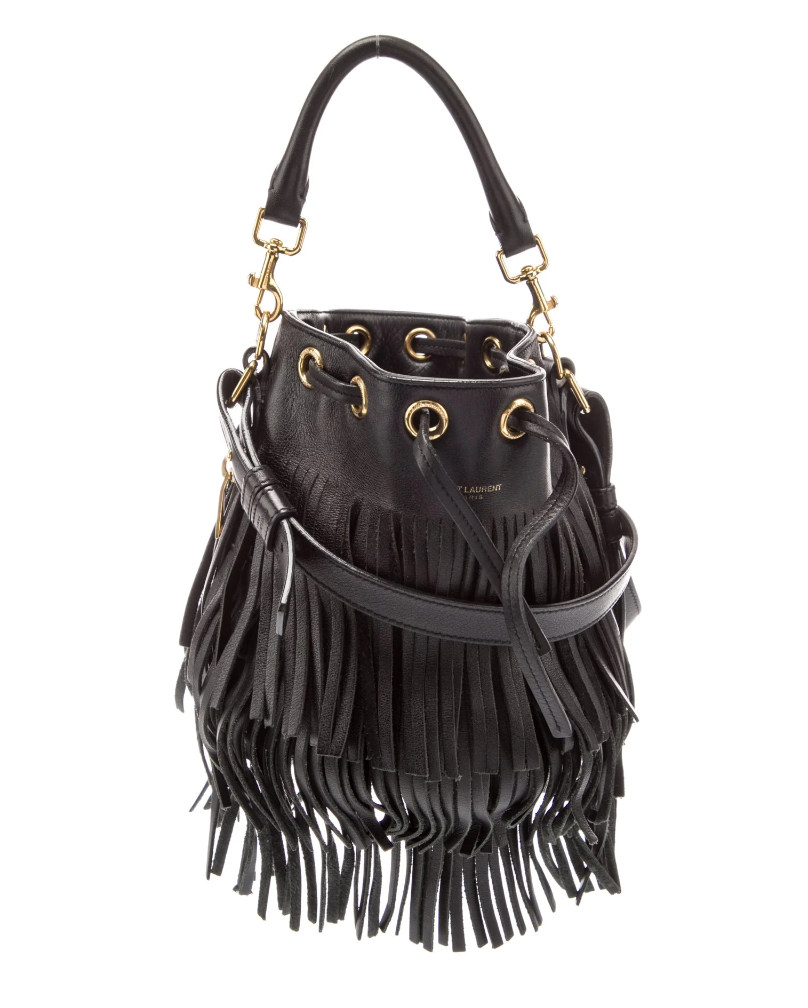 Saint Laurent Leather Fringe Emmanuelle Bucket Bag
